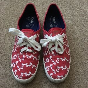 Red and White Bow Keds